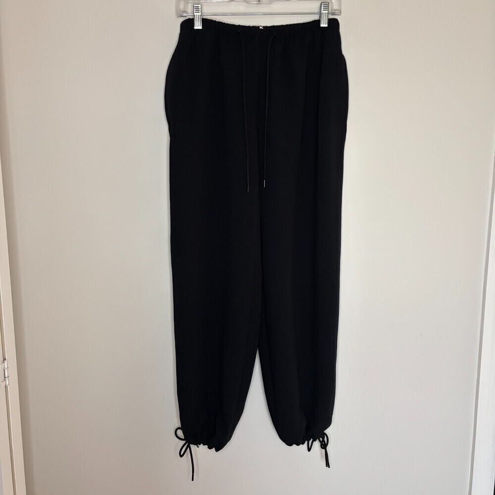 WILFRED Marne Pant Womens 0 Black Stretch Snap Drawstring Mid Rise Elastic Ankle